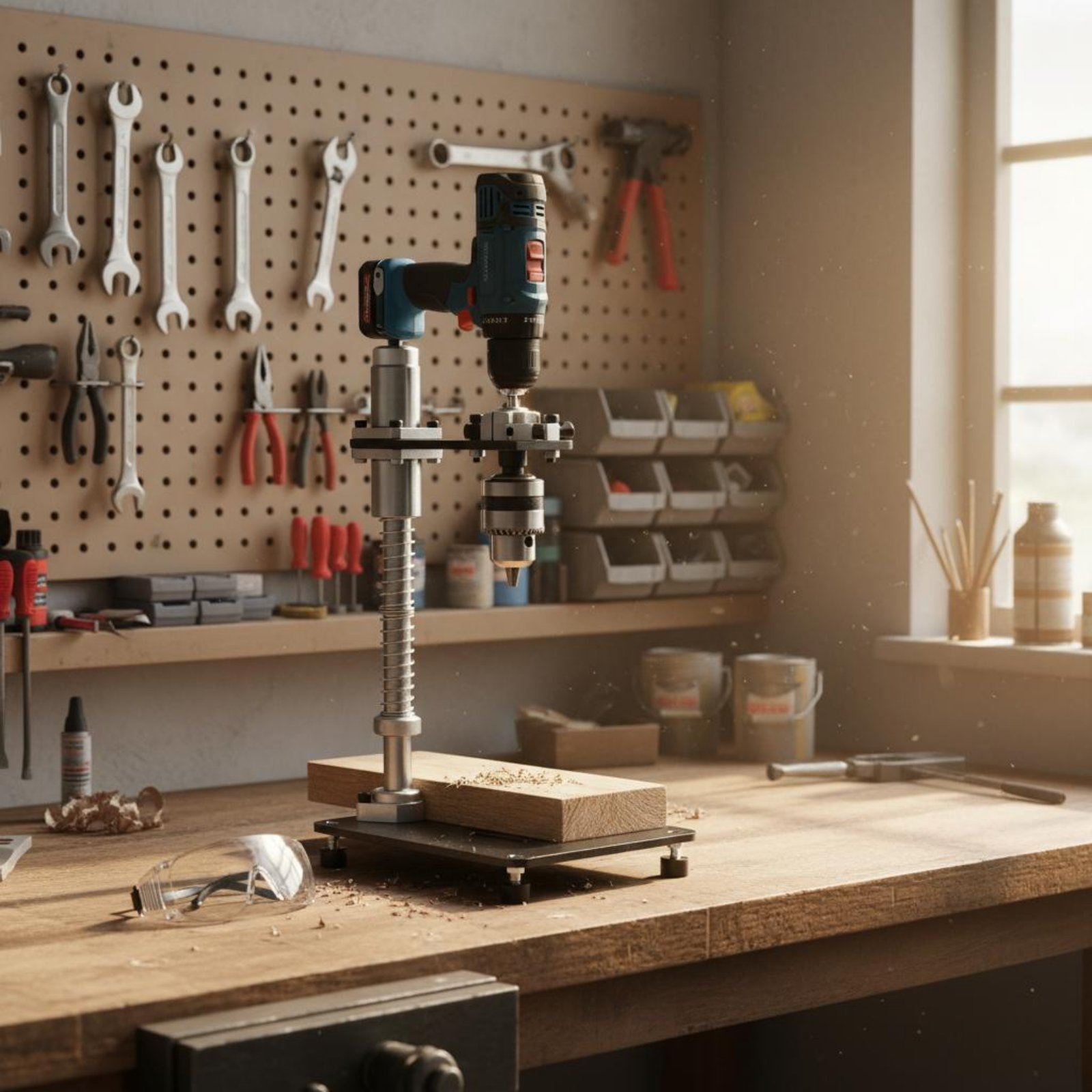 حامل مثقاب يدوي ثابت مع دليل ح - مراجعة Drill Press وسعره